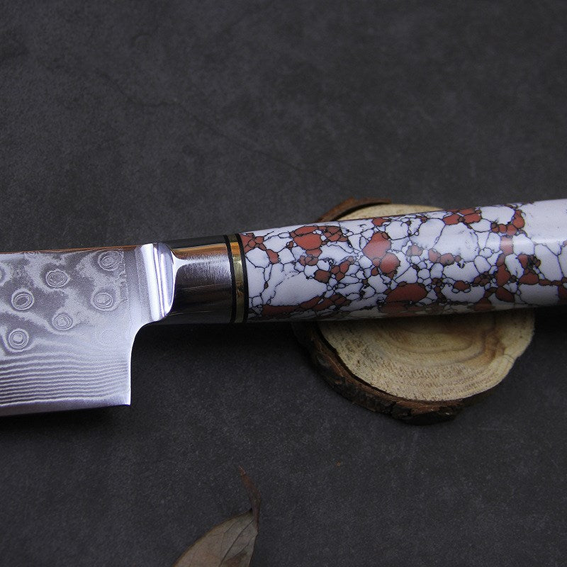 8-Inch Damascus Steel Kitchen Knife with Turquoise Handle