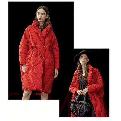 Oversized Slate Blue Quilted Down Coat for Women - Long Puffer Style - Image 8