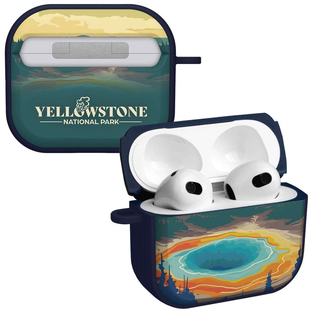 Yellowstone National Park HDX Apple AirPods Gen 3 case cover with vibrant Grand Prismatic Spring design.