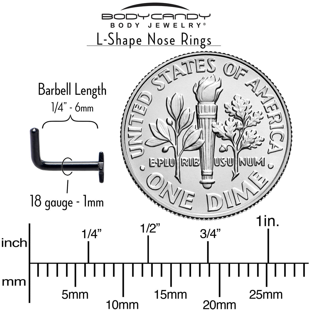 18G 1/4 Black ASTM F-136 Implant Grade Titanium Star End L Shape Nose Ring