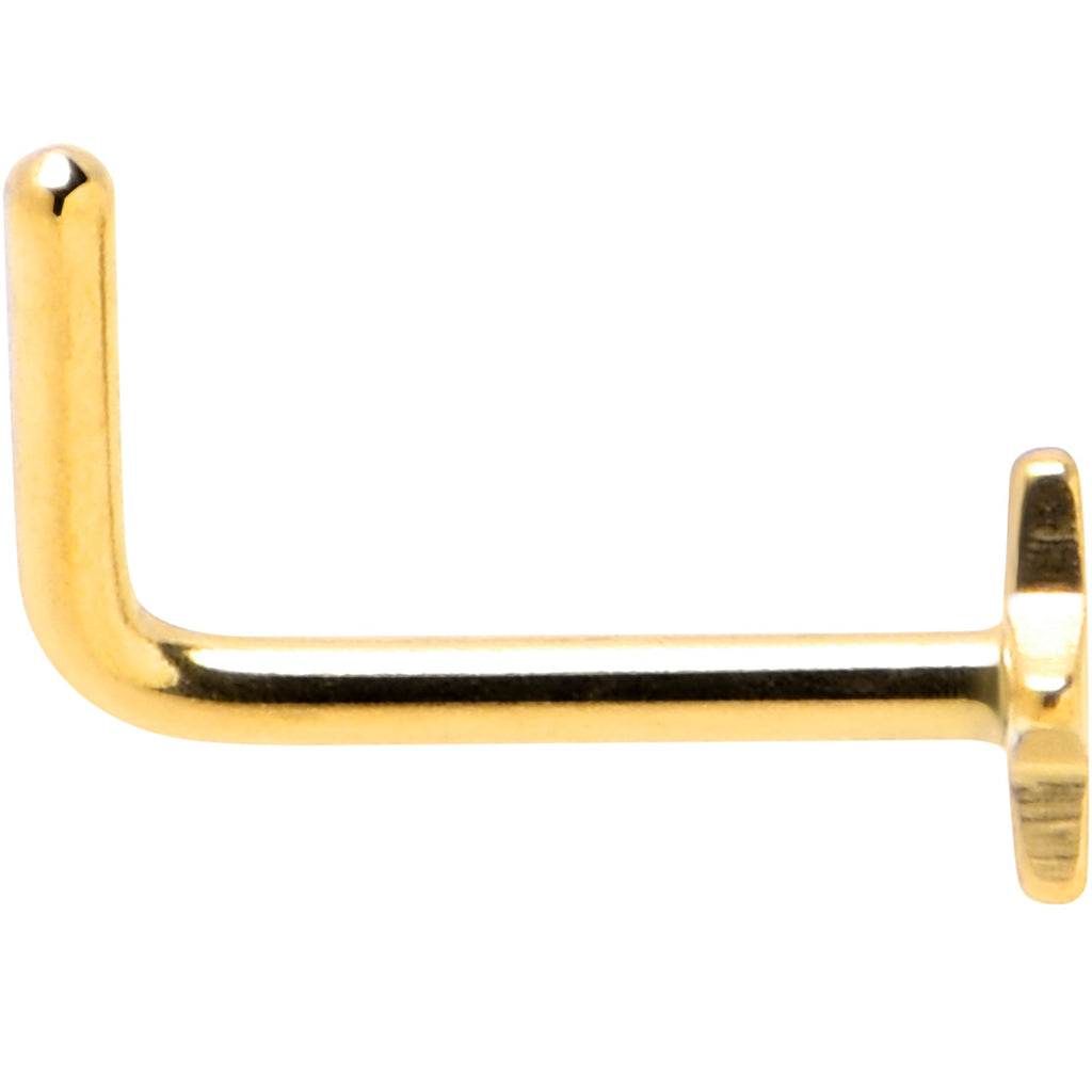 20G 1/4 Gold Tone ASTM F-136 Implant Grade Titanium Star End L Shape Nose Ring