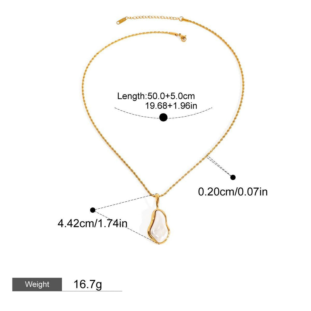 18K gold inlaid irregular pearl design light luxury fashion necklace earrings ring set