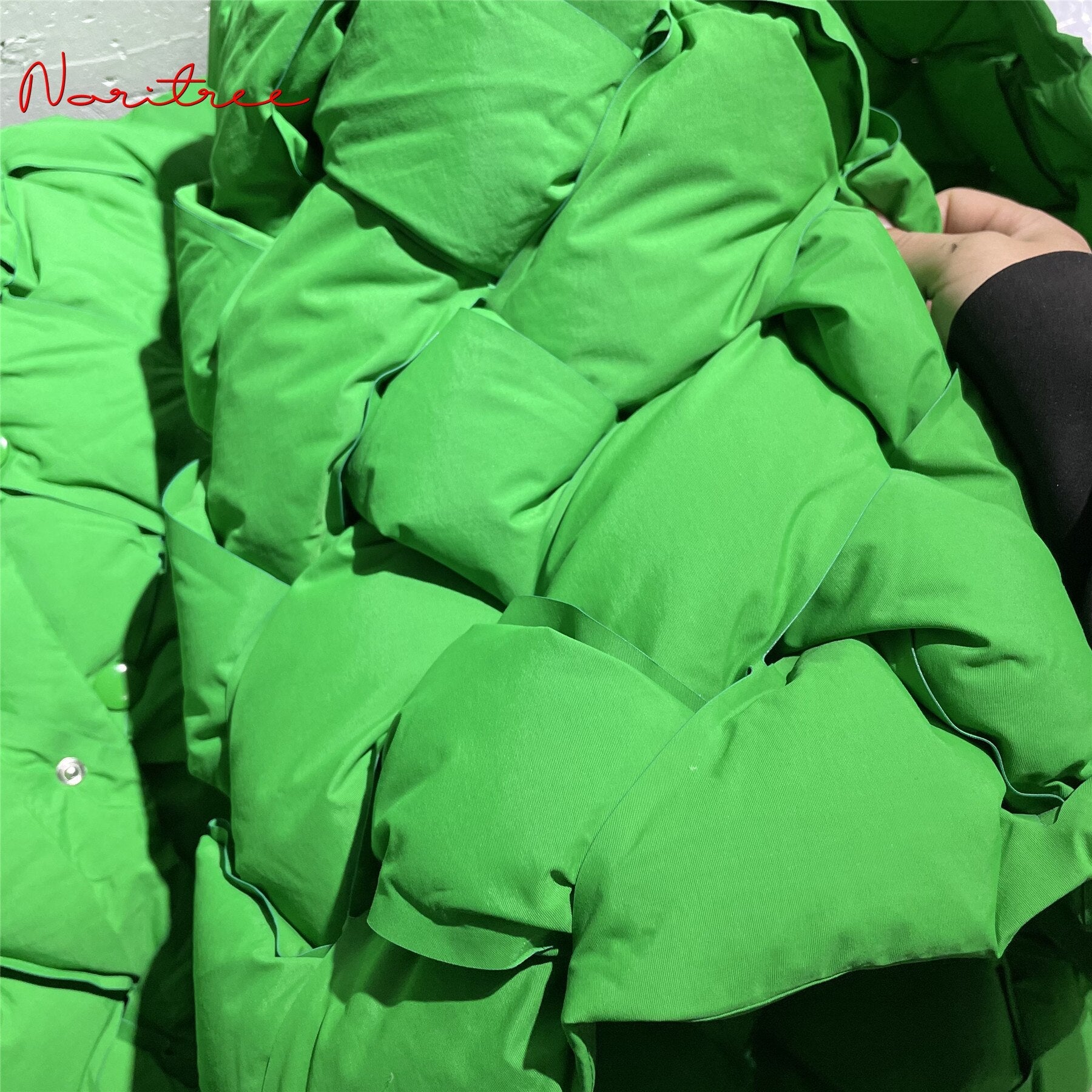 Woven Pattern Green & Black Quilted Puffer Vest Harajuku Style - Image 6