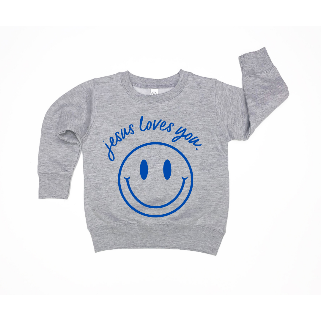 Jesus Loves You Smiley Toddler Pullover Soft Knit Long Sleeve
