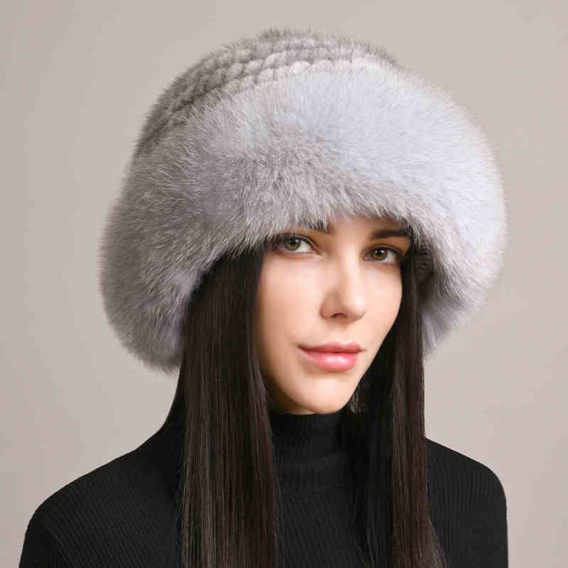 Women’s Mink Hair Winter Hat Braided Fur Warm Elegant Beanie - Image 9