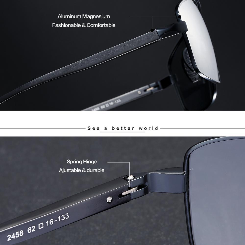 Men's Polarized Rectangle Driving Sunglasses Photochromic