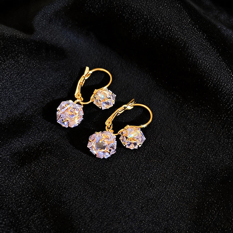 Womens Minimalist Round Rhinestone Pendant Clip On Earrings,Costume Earrings For Daily Party Wear