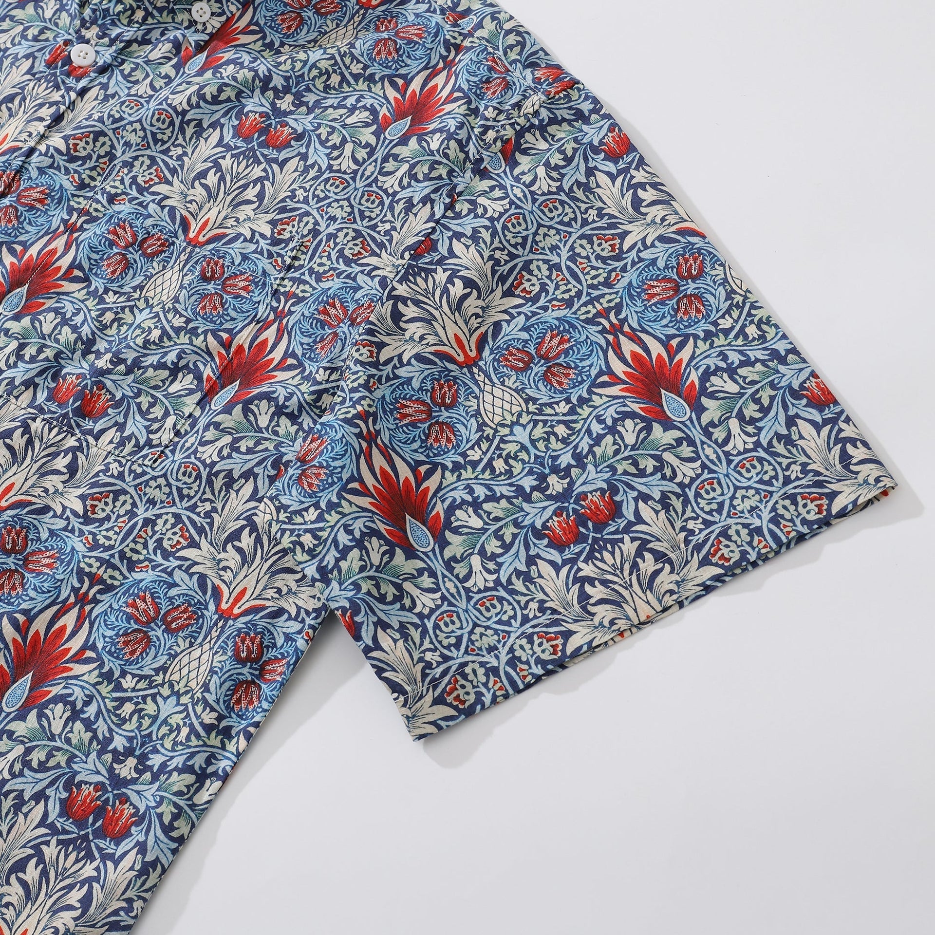 Snakehead Print Men's Designer Short Sleeve Cotton Aloha Shirt