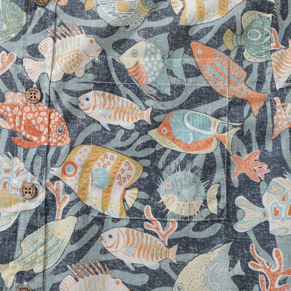 Men's Colorful Fish Print Button-Down Hawaiian Aloha Shirt