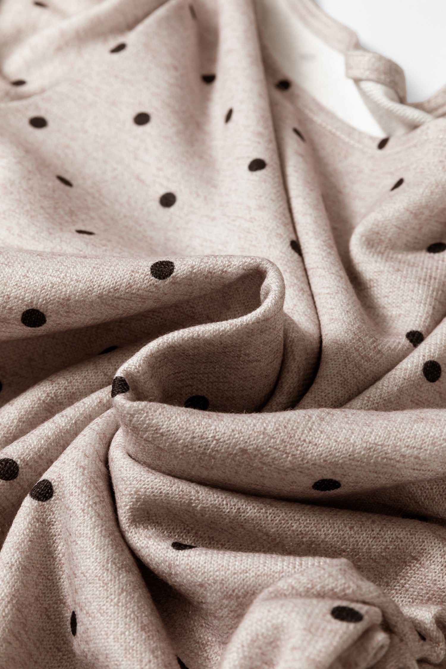 Polka Dot Long Sleeve Boat Neck Knit Top - Soft Everyday Tee