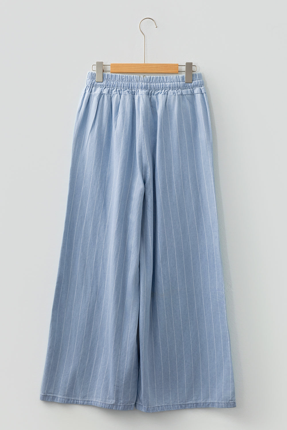 Stripe Chambray Tied Elastic Waist Trousers