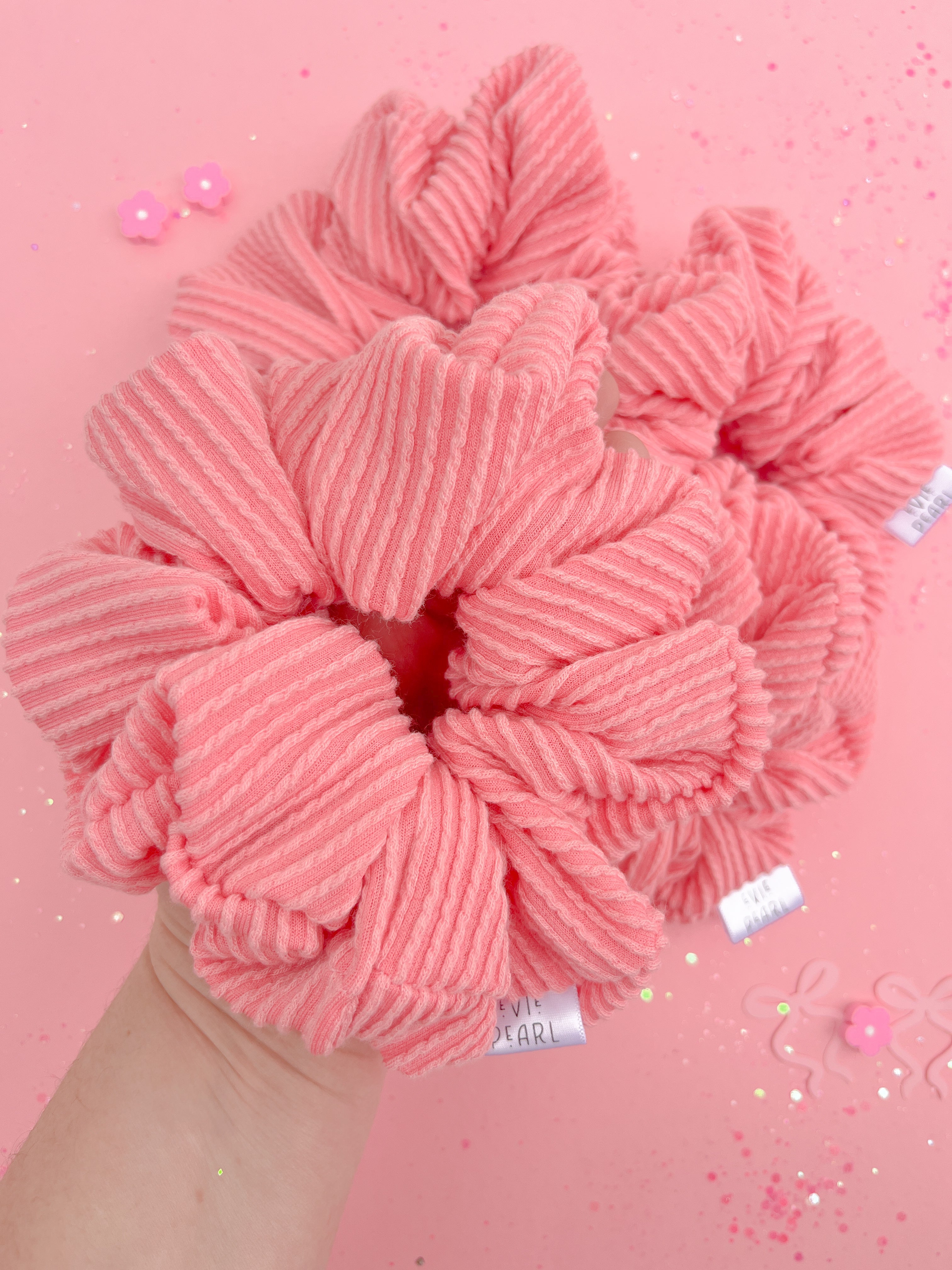 Sunkist Coral Ribbed Scrunchy