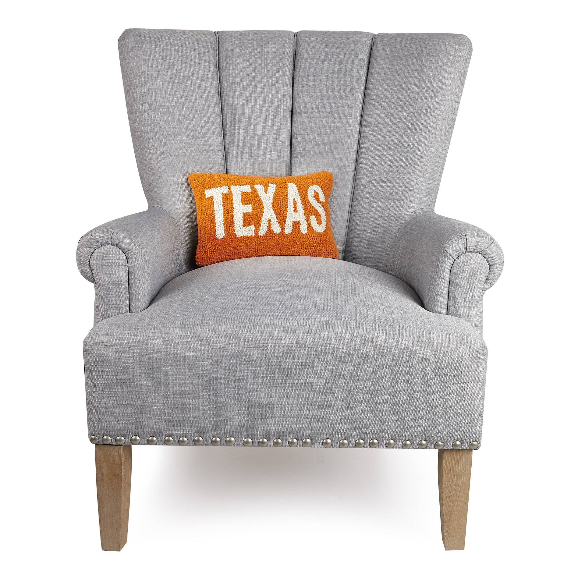 Texas Orange and White Wool Hooked Accent Throw Pillow 8x12