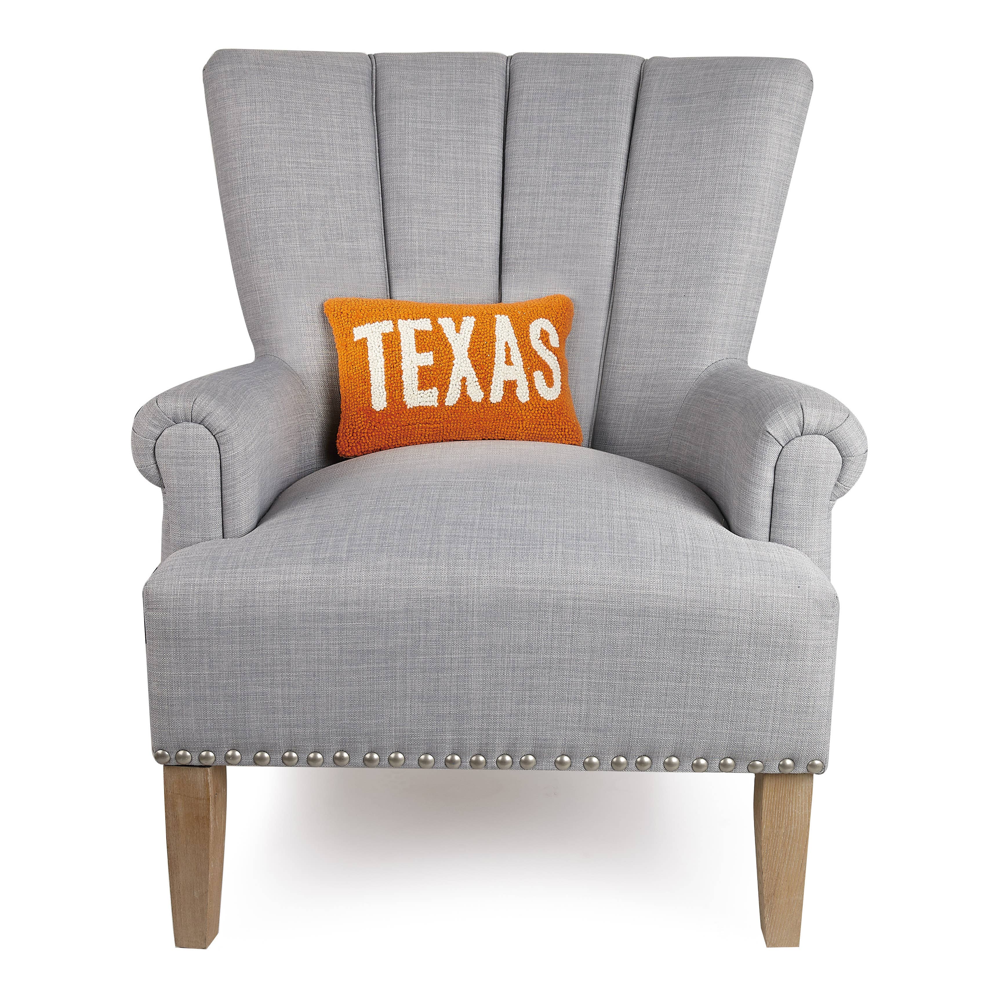 Texas Orange and White Wool Hooked Accent Throw Pillow 8x12