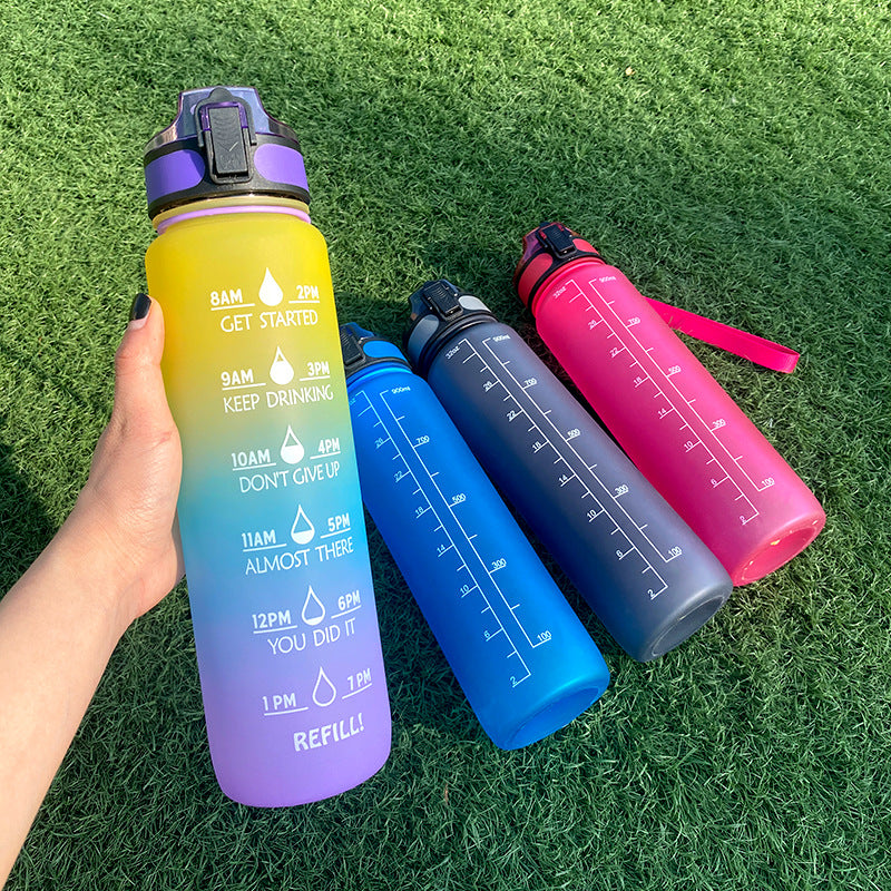 1L Motivational Tritan Water Bottle with Time Marker & Leakproof Lid