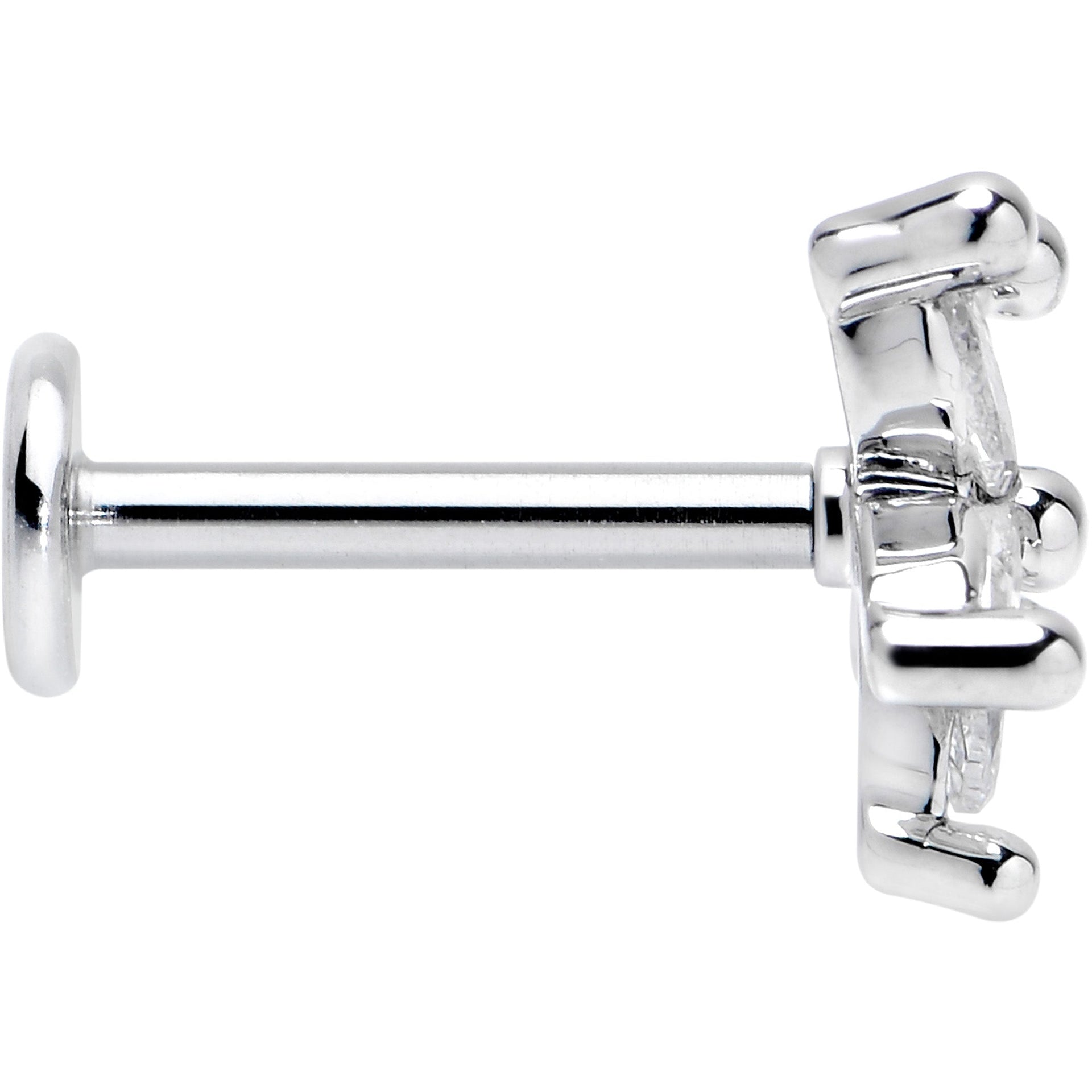 16G 5/16 Clear CZ Gem Flower Fantastic Internally Threaded Labret
