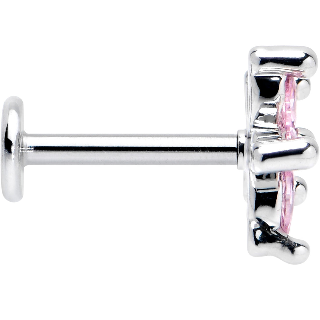 16G 5/16 Pink CZ Gem Flower Fantastic Internally Threaded Labret