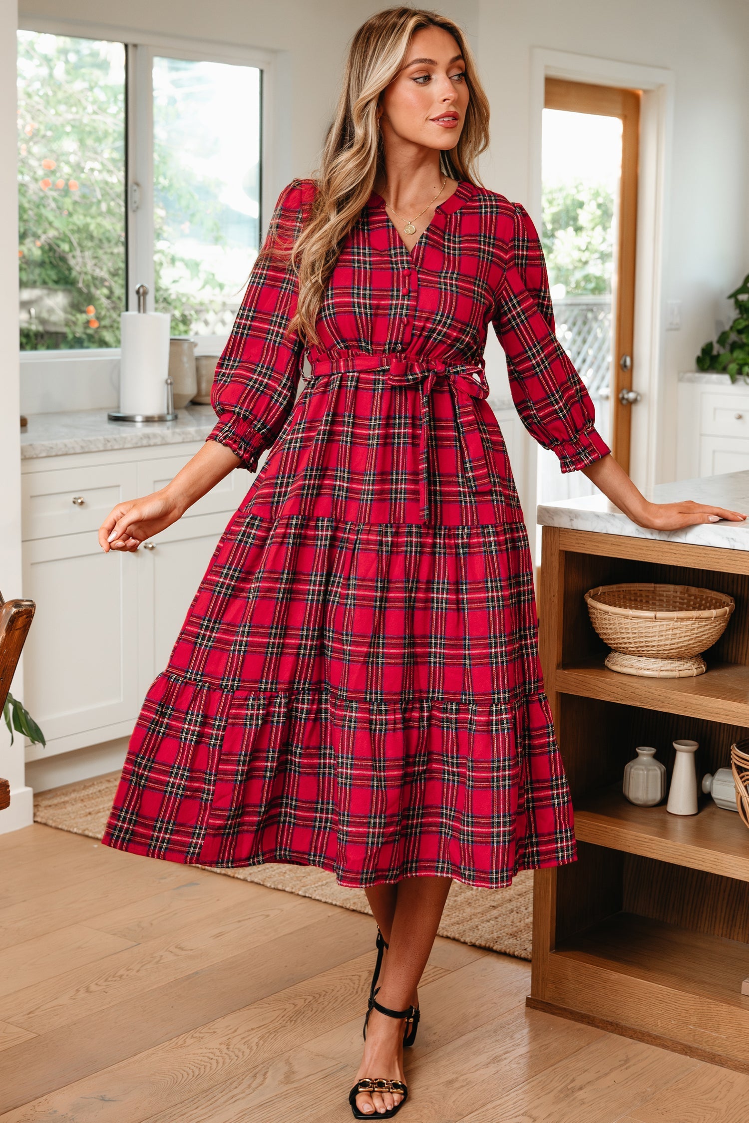 Della Ruffle Hem Long Dress