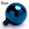14G 6mm Blue Replacement Ball End Internally Threaded Jewelry