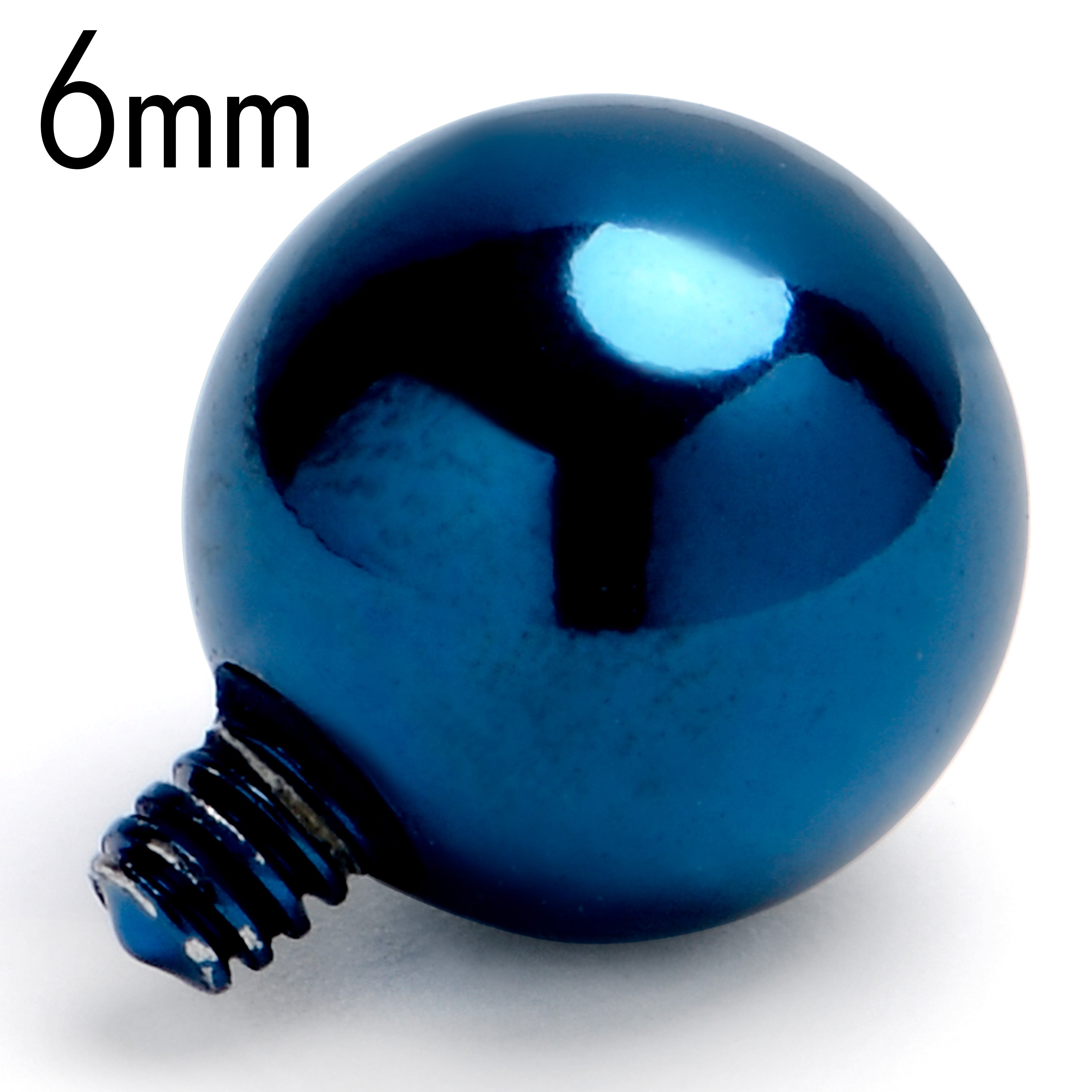 14G 6mm Blue Replacement Ball End Internally Threaded Jewelry