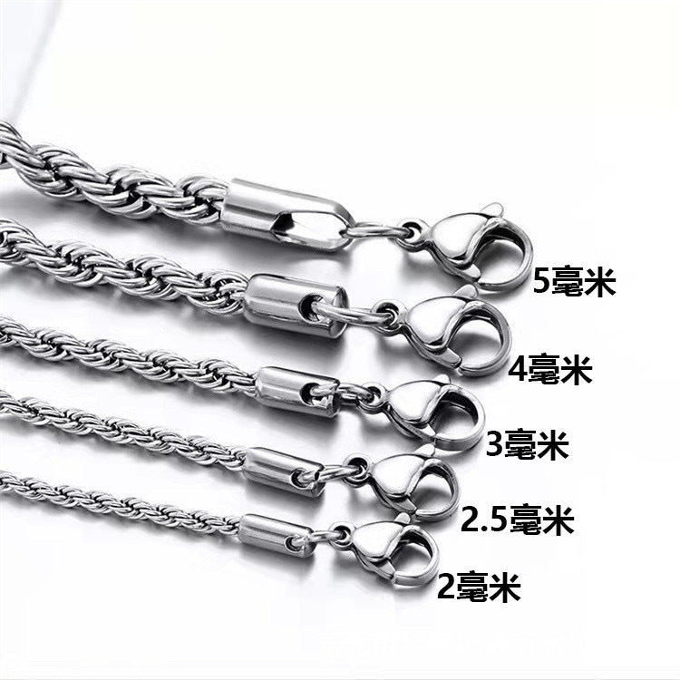 Stainless Steel Fried Dough Twists Necklace Fried Dough Twists Chain