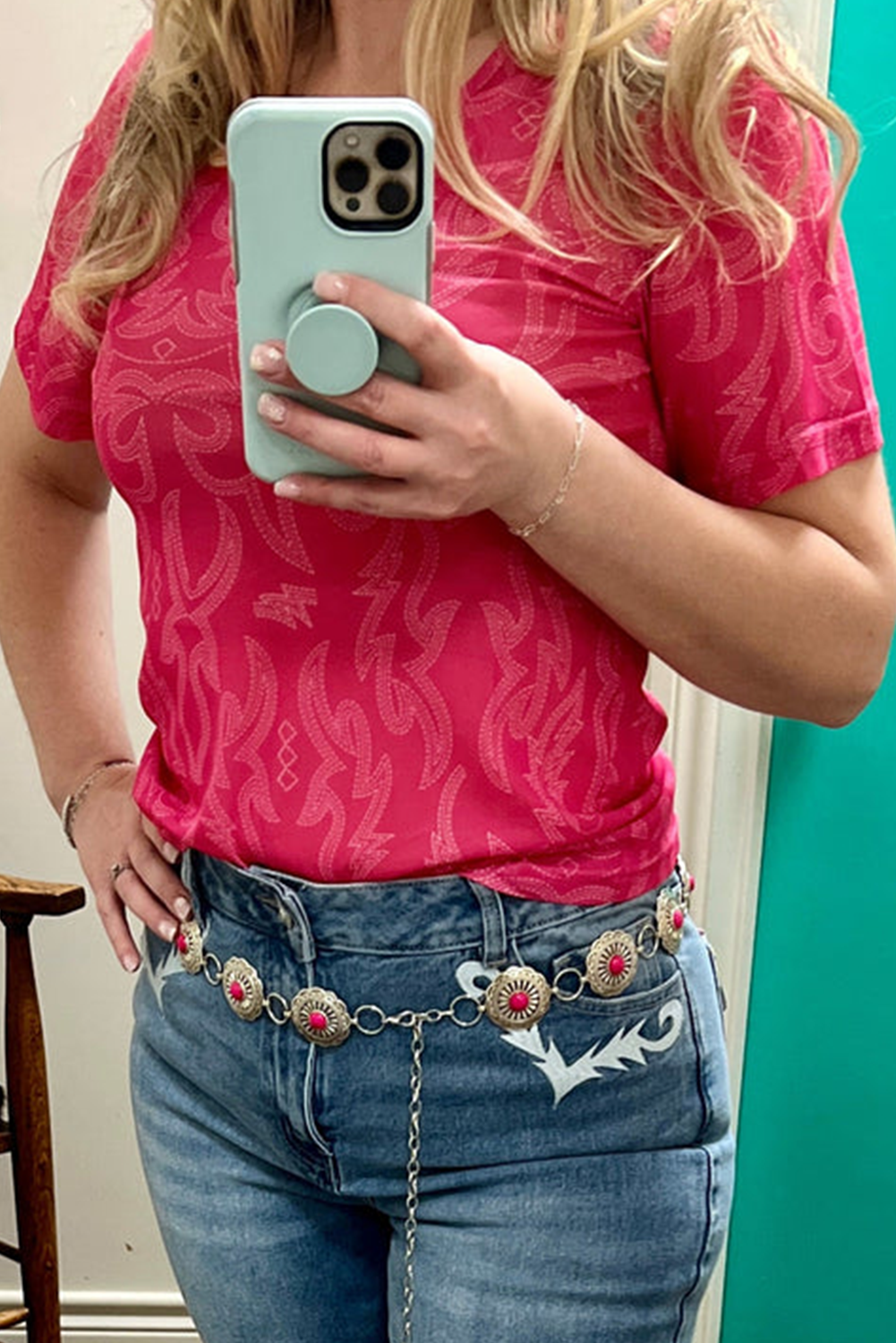 Red Western Girls Mesh T-Shirt | Breathable Kids Tee