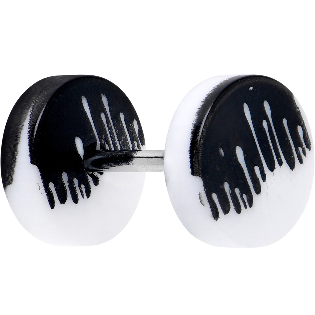 16G Black White Reverse Drip Acrylic Cheater Plug Set