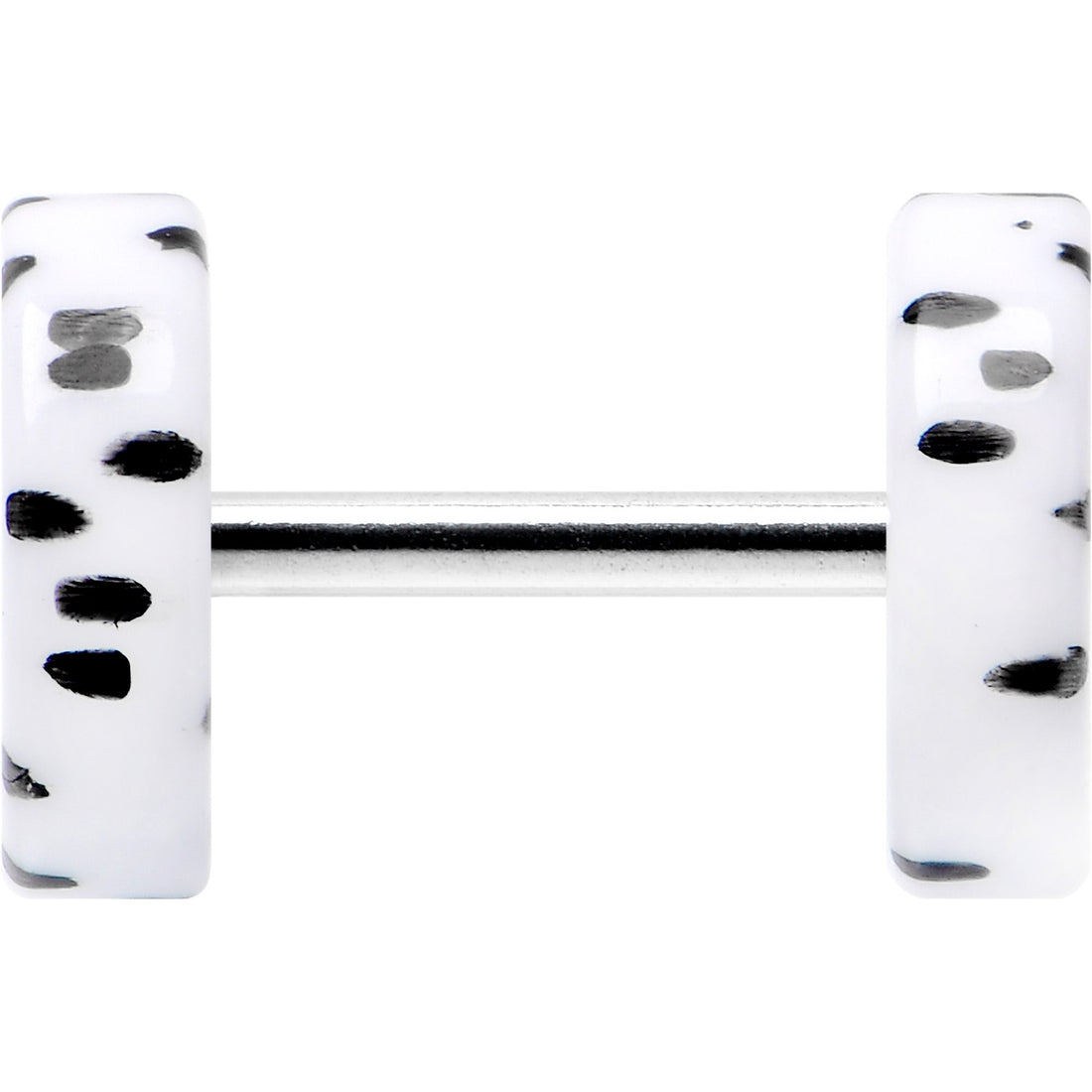 16G White Acrylic Polka Dots Black Cheater Plug Set