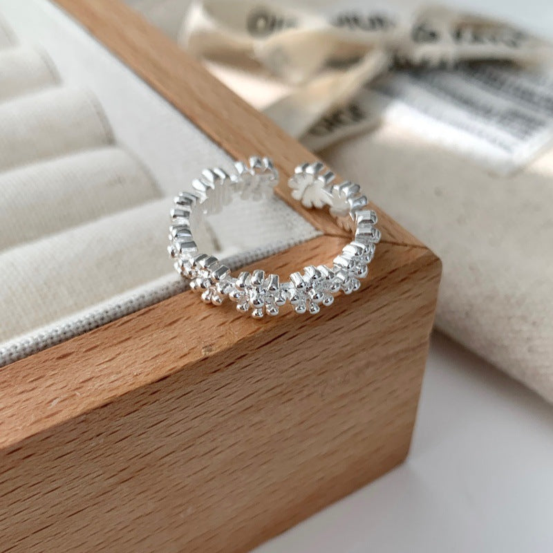 Sweet Flower Ring For Women, INS Style Minimalist Versatile Open Band,