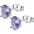 5mm CZ  Oval 925 Sterling Silver June Birthstone Stud Earrings