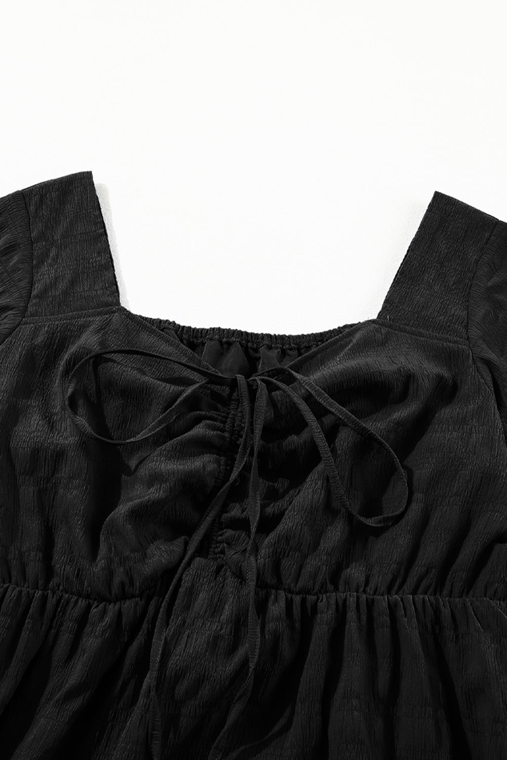 Lace-Up Sweetheart Midi Dress in Navy | Short Sleeve A-Line