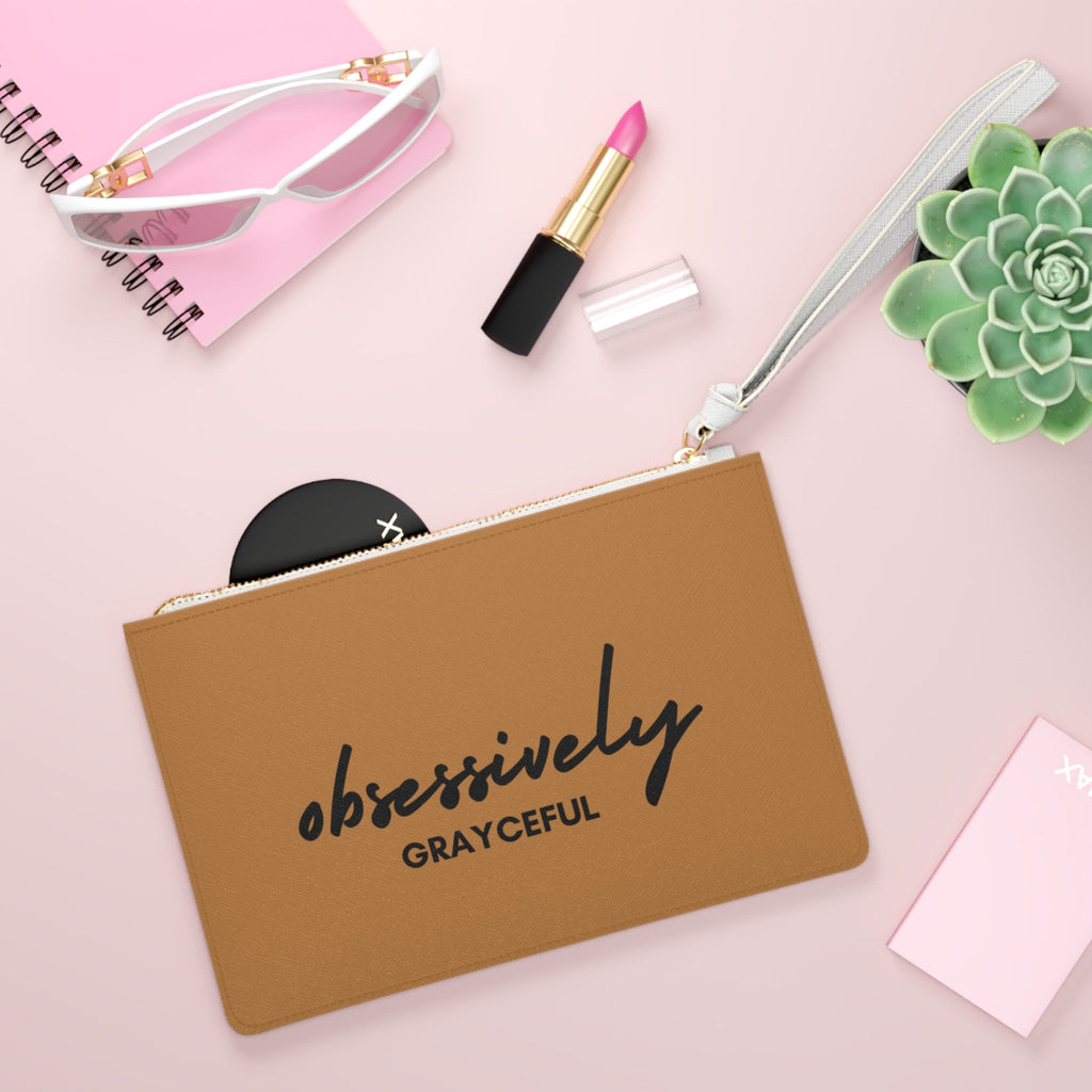 Minimalist Vegan Leather Clutch Bag with Wristlet Strap