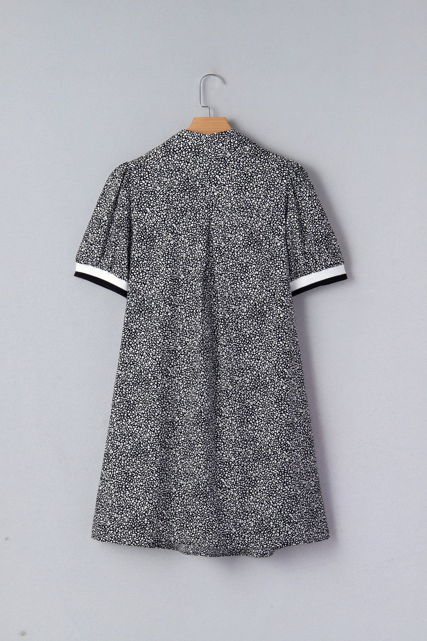 Leopard Contrast Striped Trim Polo Dress