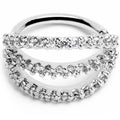 18G 5/16 Clear CZ Gem Faux Triple Hoop Closure Ring