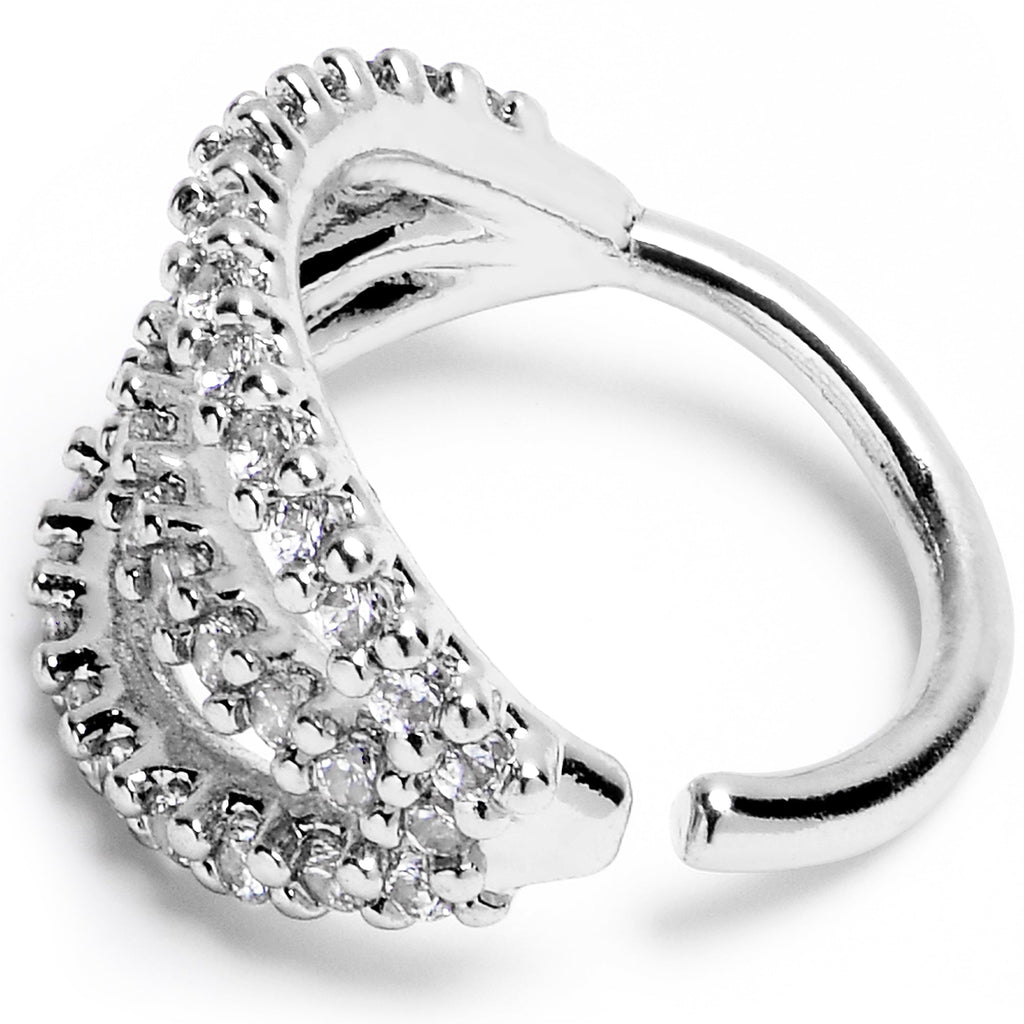 18G 5/16 Clear CZ Gem Faux Triple Hoop Closure Ring