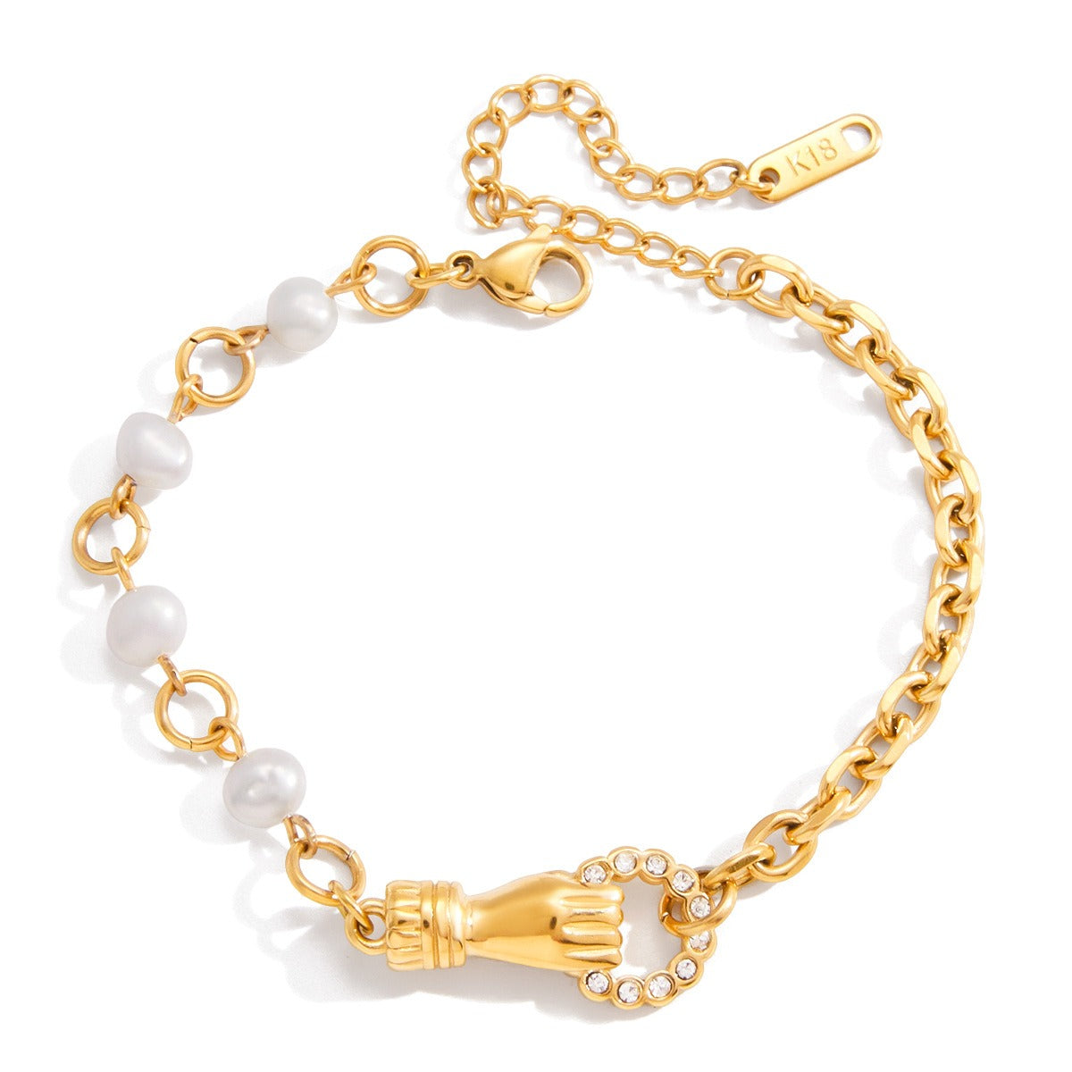 Minimalist gold-plated titanium steel bracelet with clean lines on a white background.