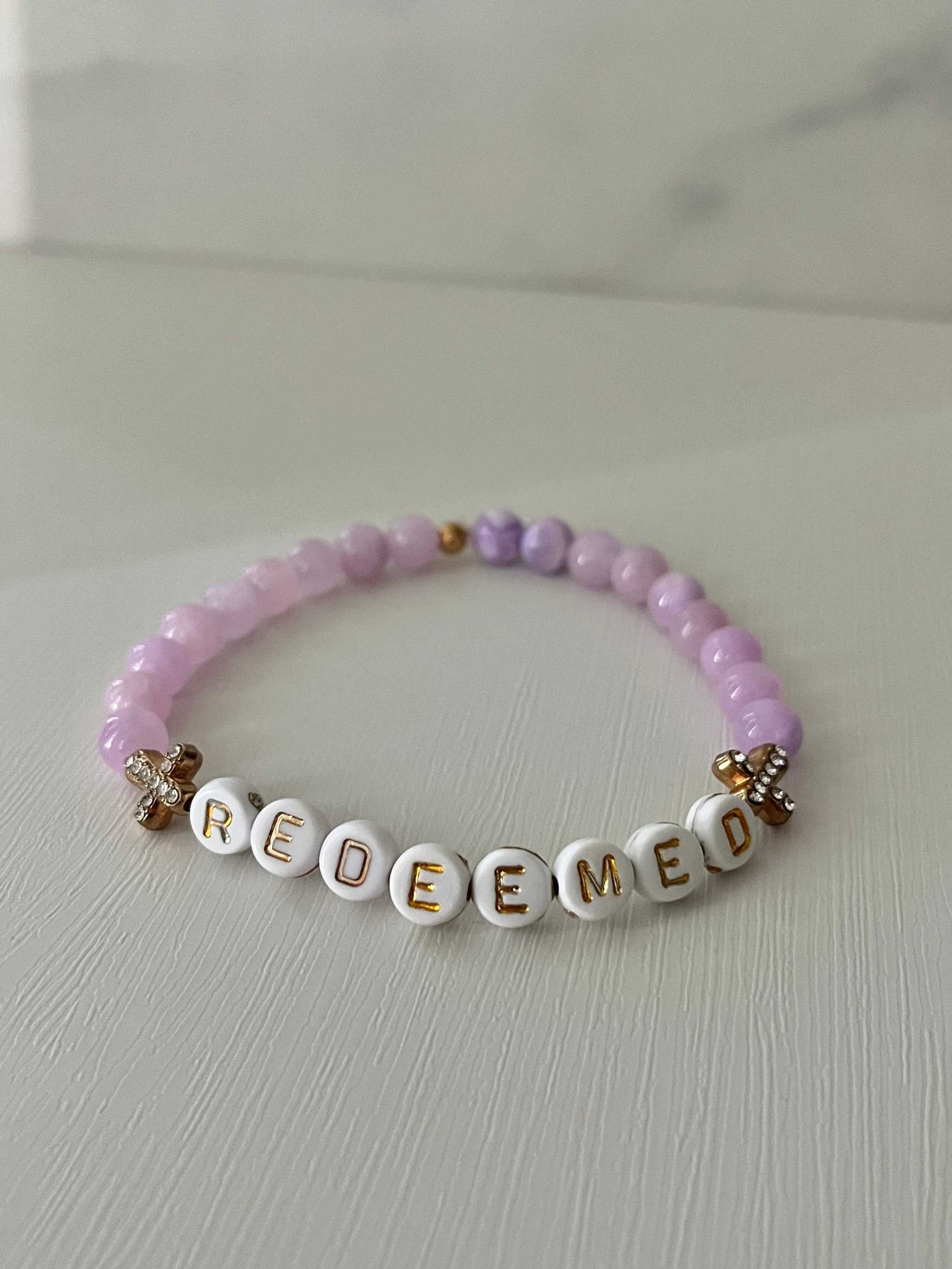 Redeemed Lavender Bead Bracelet - Elegant Faith-Inspired Jewelry