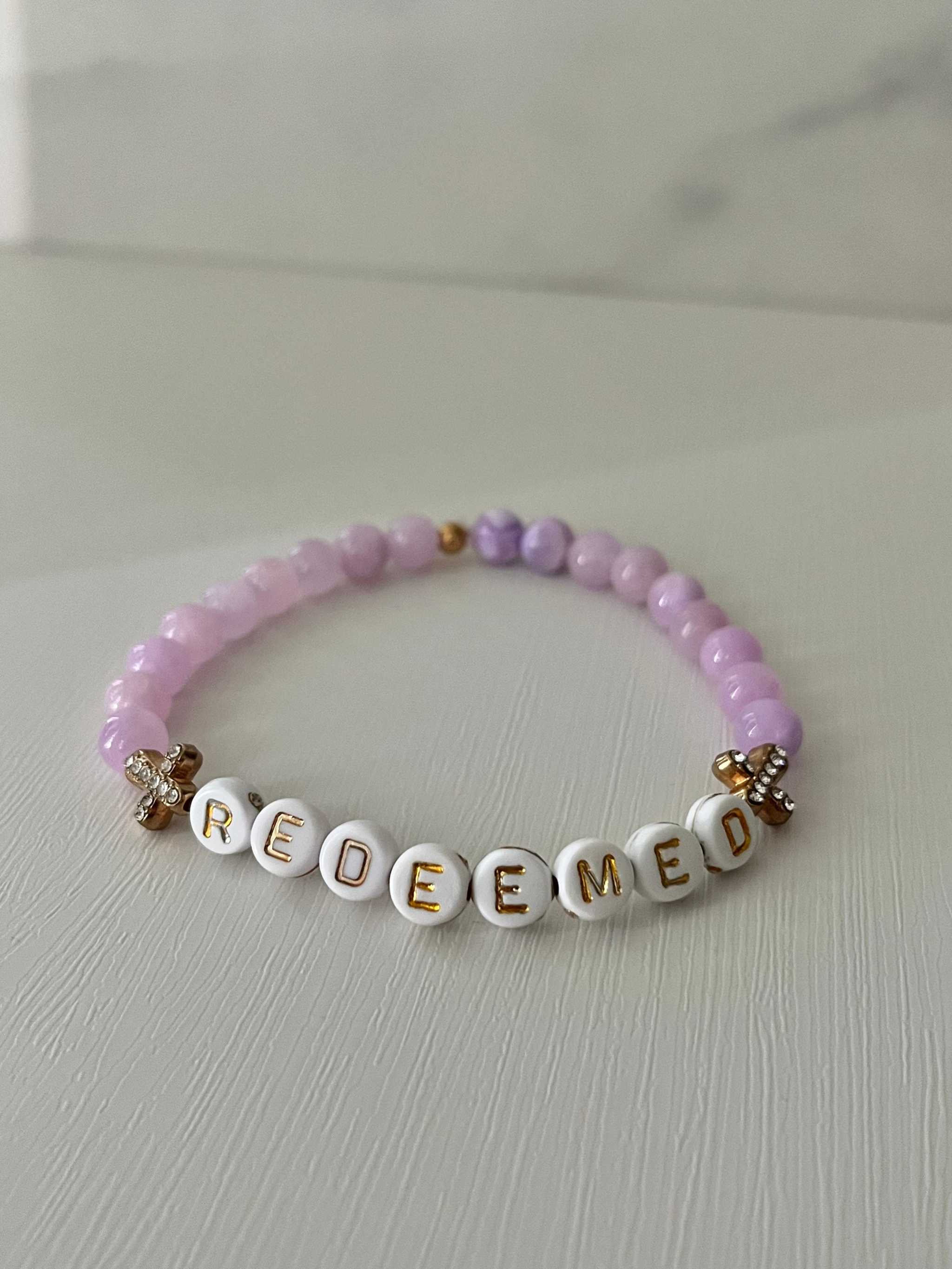 Redeemed Lavender Bead Bracelet - Elegant Faith-Inspired Jewelry