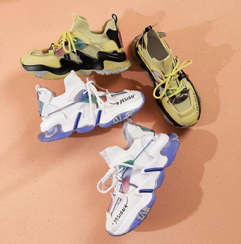 Lightweight White Platform Sneakers with Iridescent Accents - Image 5