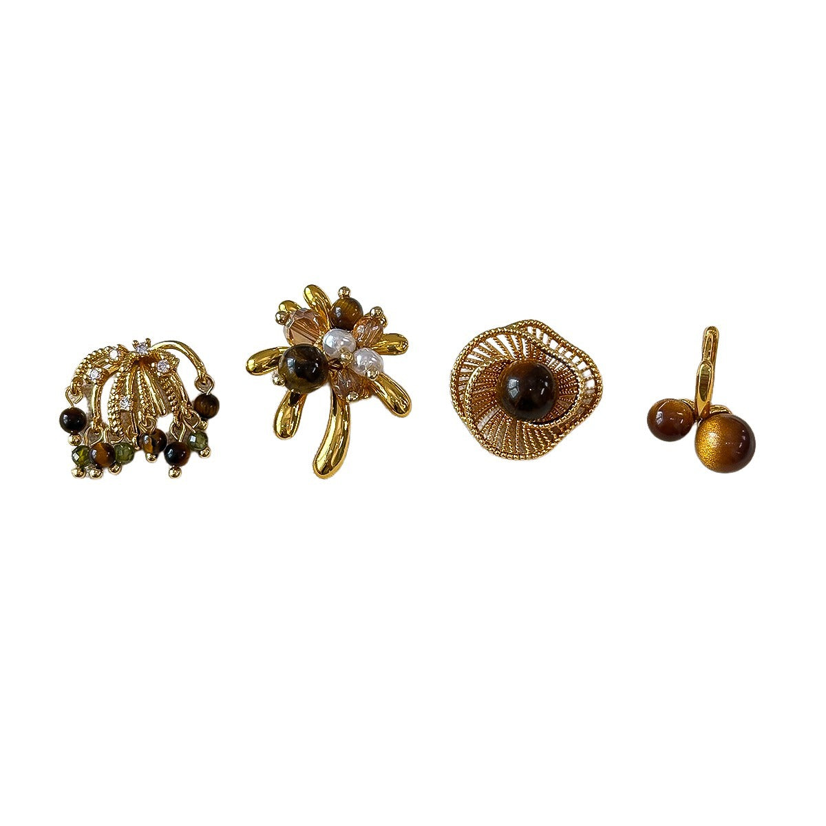 Tigers Eye Stone Firework Stud Earrings For Women Light Luxury