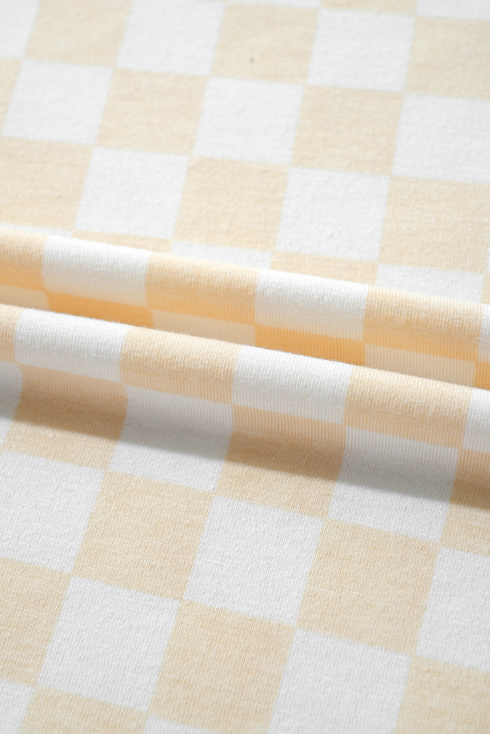 Women’s Checker Long Sleeve Lounge Set in Cream and Pale Yellow