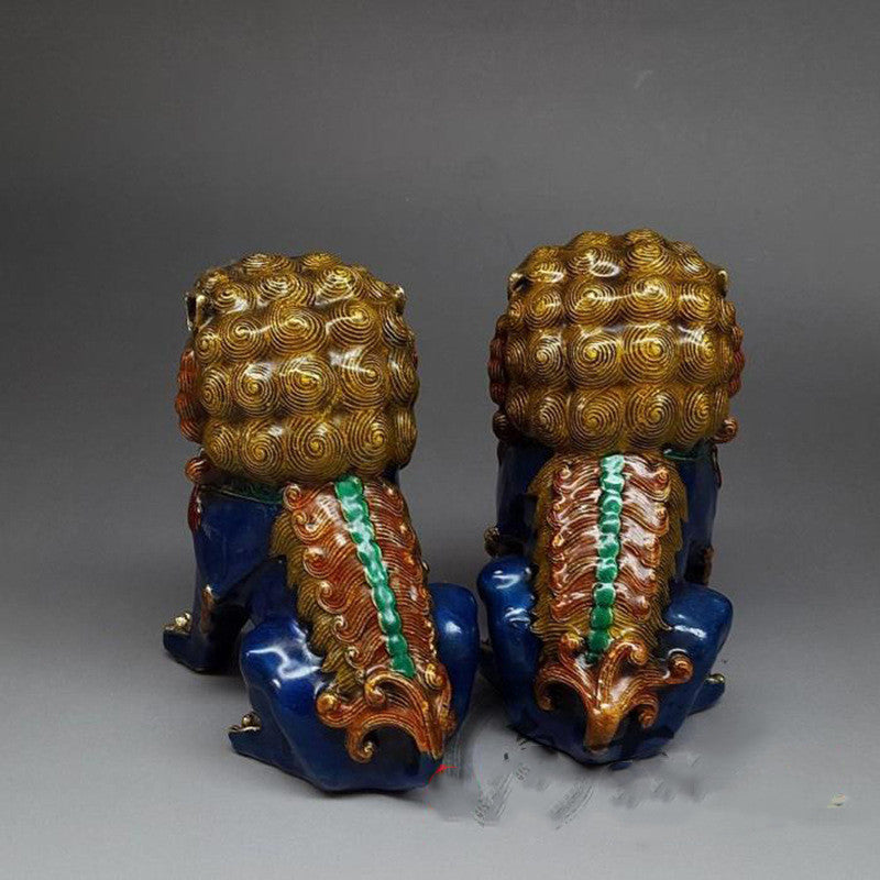 Pure Copper Painted Cloisonne Copper Lion Ornament