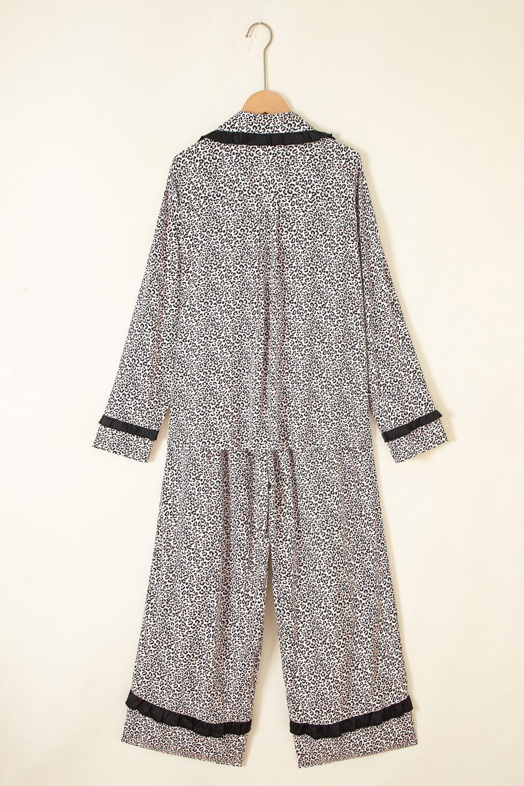 Leopard Bow Long Sleeve Top & Pants Pajama Set