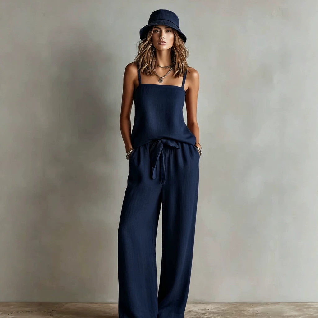 Women's Spaghetti Strap Cami Top and Wide-Leg Pants Set