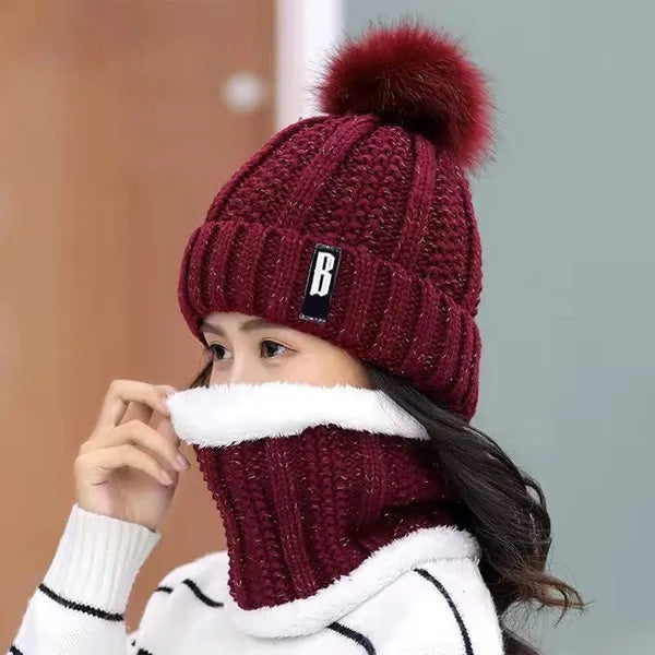 Warm Knitted Beanie & Scarf Set Women | Cozy Winter Bundle