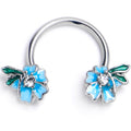 16G 3/8 Clear Gem Faerie Flower Blue Horseshoe Circular Barbell