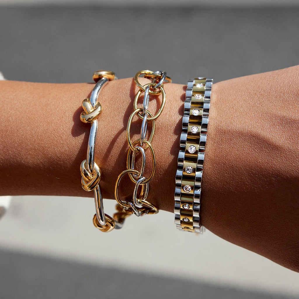 Two-Tone Titanium Steel Bracelet with 18K Gold Plating