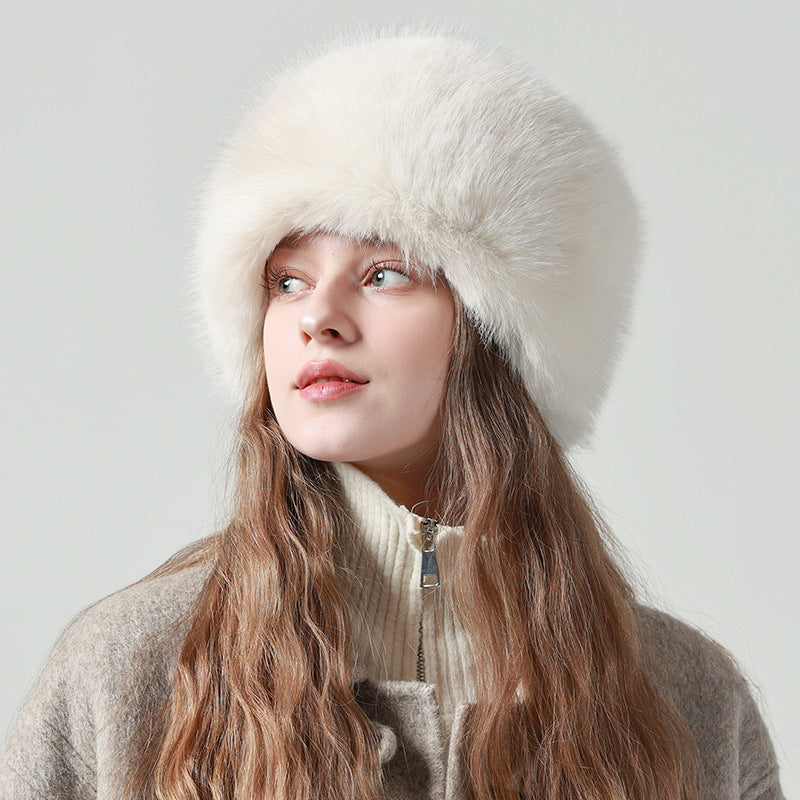 Women Plush Faux Fur Bucket Hat Winter Warm Northeast Style - Image 3