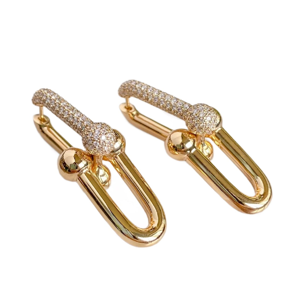 Heavy-duty Zircon Fashion Full-diamond U-shaped Earrings