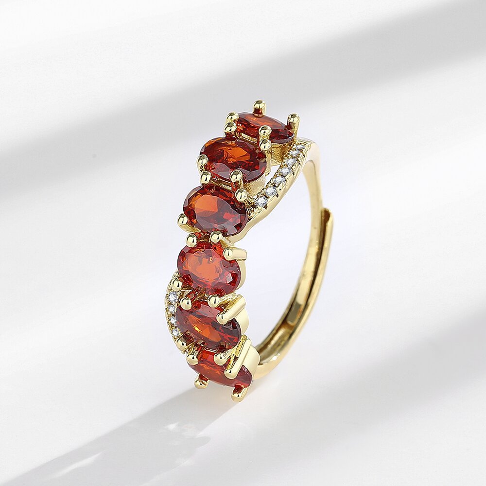 Elegant geometric gold-tone hoop ring in a light luxury style